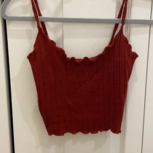 Red knit cropped tank top NWOT